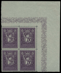 5 Fr. Freimarke 1933, postfrischer Kabinett-4er-Block aus der rechten ...